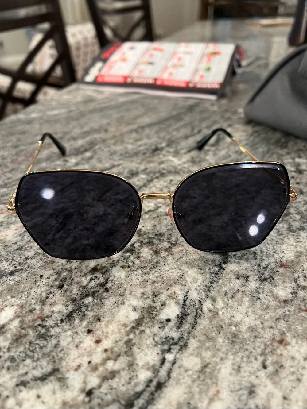 Women's Gold Frame Sunglasses with Black Lenses